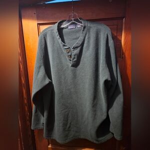 Vintage Men's Dark Green Basic Editions Fleece Sweatshirt